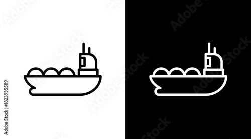 Oil Tanker Ship  White Icon Set Design