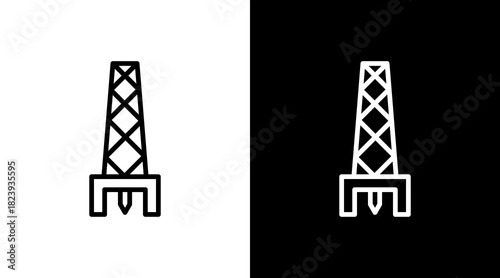 Drilling Tower  White Icon Set Design