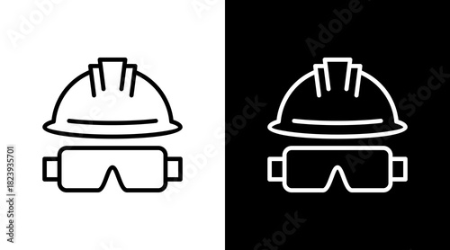Safety Helmet  White Icon Set Design