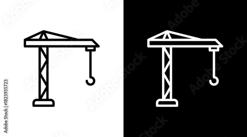 Lifting Crane  White Icon Set Design
