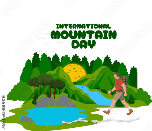 vector graphic of international mountain day good for international mountain day celebration. flat design. flyer design.flat illustration.