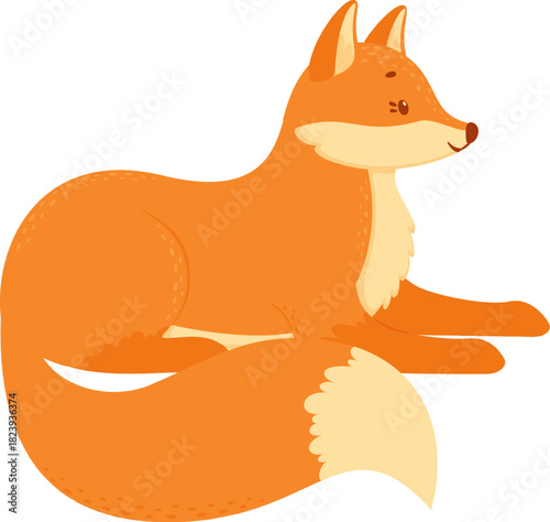 Cute cartoon fox illustration lying calmly