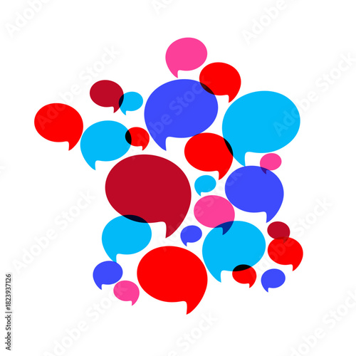 Carte de France avec bulles tricolores