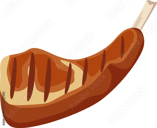 Grilled meat cutlet with bone isolated on white