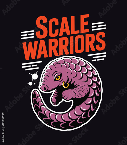Pangolin scale warriors cartoon vector illustration design for print and apparel graphic art t-shirt design