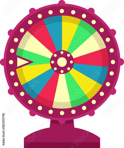 Colorful spinning wheel representing luck and fortune game
