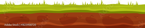 Green grass and brown soil earth layers cutaway