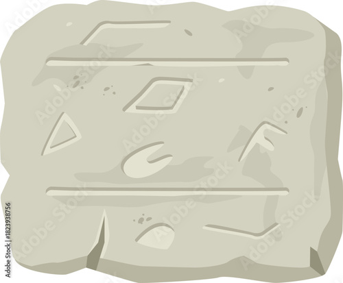 Ancient stone tablet displaying mysterious engraved symbols
