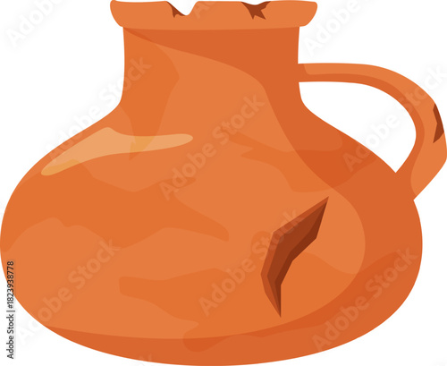 Old ancient broken pottery clay jug artifact