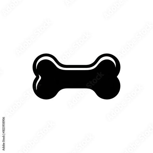 Dog bone black icon, transparent background, vector icon style, clean minimal, isolated object