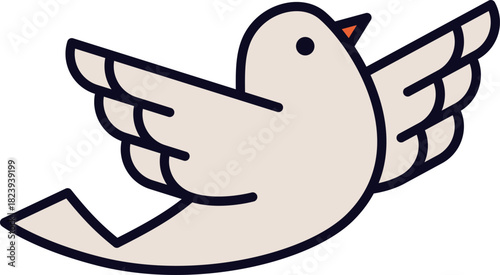 White dove flying representing peace and freedom concept