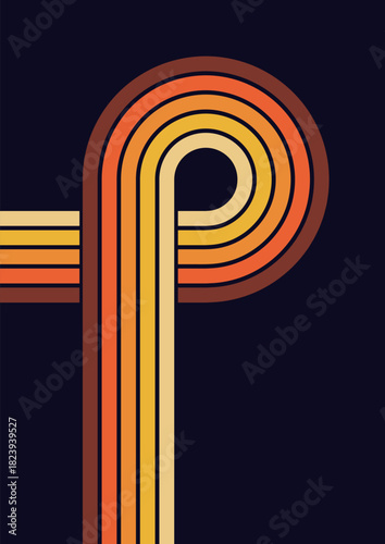 Colorful retro stripes forming abstract loop pattern