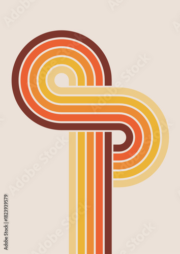 Retro curved parallel lines creating abstract graphic art