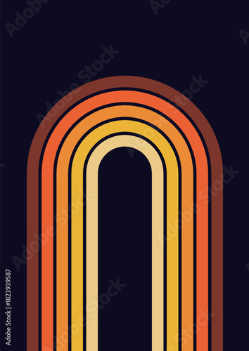 Retro 70s arch pattern creating a vintage background