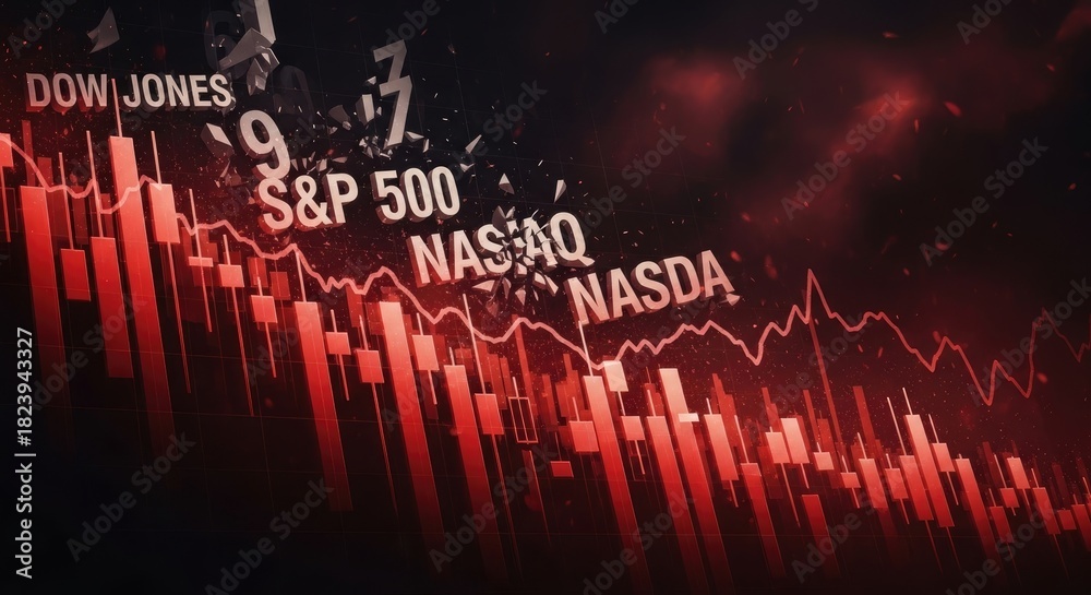 Fototapeta premium Stock Market Crash and Economic Downturn Concept with Bearish Candlestick Chart