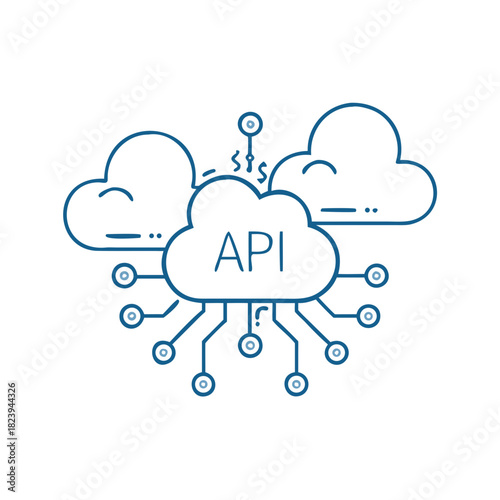 Cloud API illustration for fintech developers and financial institutions in cloud-based services and integration