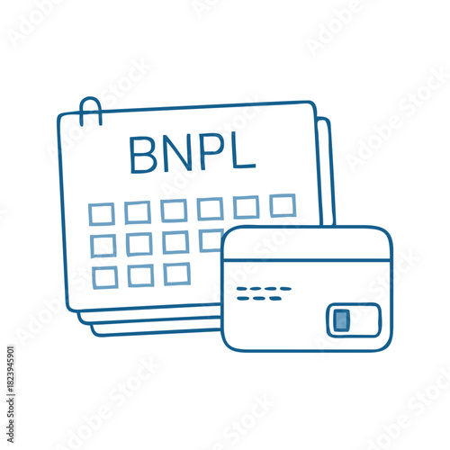 BNPL installment calendar illustration with credit card for e-commerce platforms and financial institutions in buy now pay later services