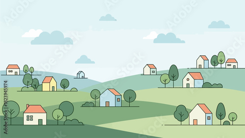 vector illustration of a village