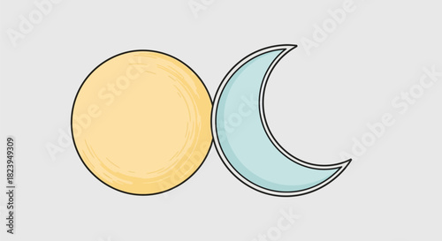 Sun and Moon Illustration Celestial Harmony in Simple Design.