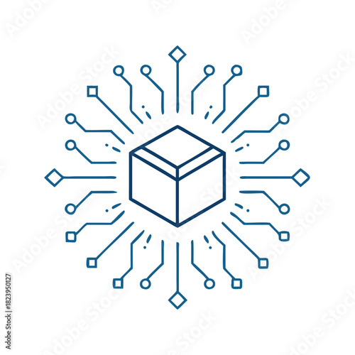 Digital Token Emission Cube Illustration for Fintech Developers and Financial Institutions in Blockchain Innovations