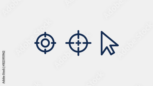 A simple illustration of two target icons and a cursor icon in blue against a white background
