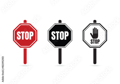 Red stop sign Vector Warning icon with text flat icon for apps and websites
No Entry Symbol Illustration