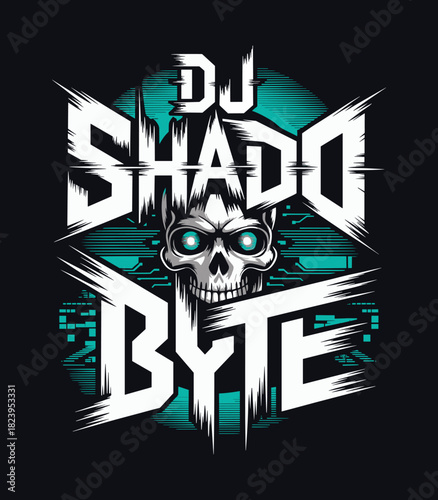Dj shadow byte skull vector graphic design illustration template for music and entertainment posters t-shirt design