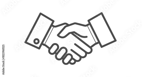 Handshake Line Art Illustrative Icon for Partnership and Business Deals