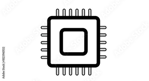 Processor chip graphic element of an integrated circuit, representing technology and digital processing