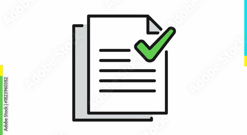 Approved document icon with a green checkmark symbolizing successful completion and verification of a task or report