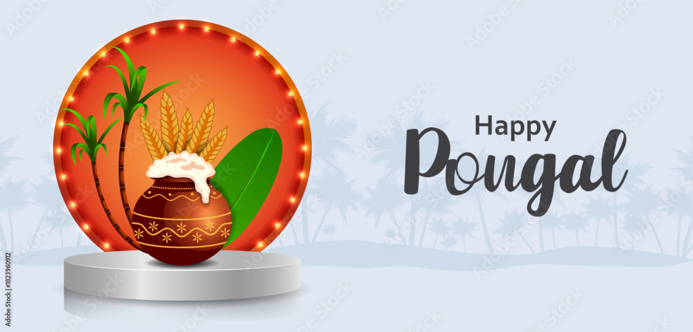 Obraz premium Happy Pongal holiday religious festival celebration background