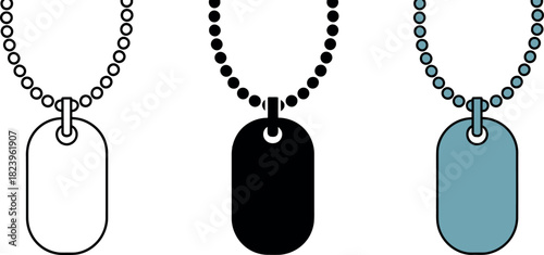 Military Dog Tags with Beaded Chains Symbol of Service and Remembrance with three different variations