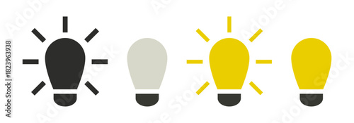 Light bulb icons set. Vector clipart isolated on white background.