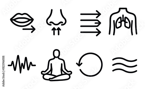 Breathing and relaxation: icons of meditation, respiration, and calmness