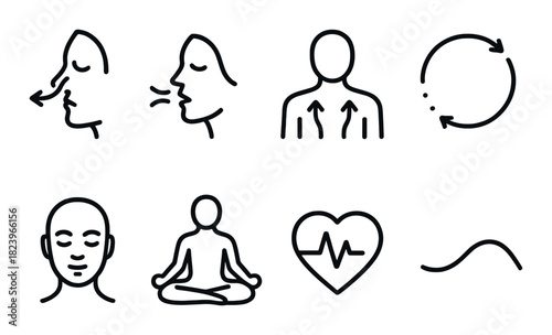 Breathing and meditation icons illustrating mindfulness and relaxation practices