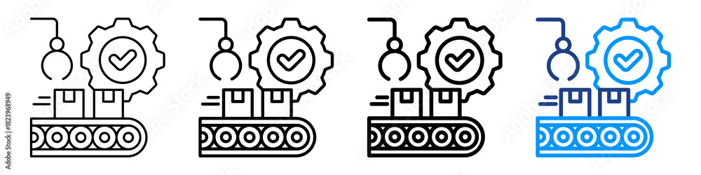 Obraz premium Manufacturing Execution System Icon Different Style Outline Collection Set.