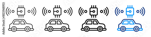 Autonomous Vehicle Icon Different Style Outline Collection Set.