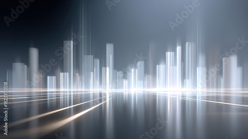 Abstract style futuristic city architecture and road skyline