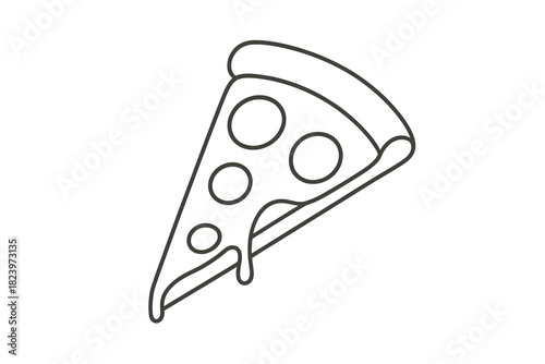 Outline of a pizza slice with melting cheese and pepperoni