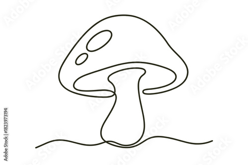 Minimalist line art of mushroom with simplistic design