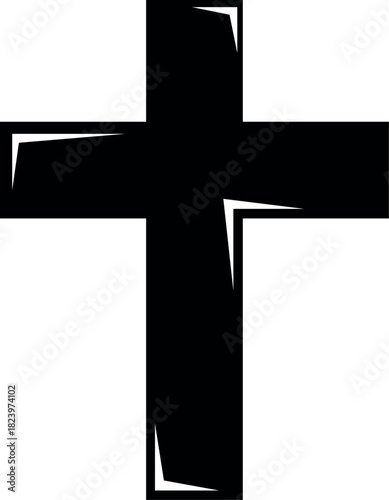 vector illustration black and white religion cross christian religious