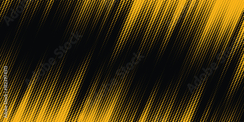 Abstract halftone yellow dots pattern and black gradient grunge texture background. Dotted line comic sport style, design
