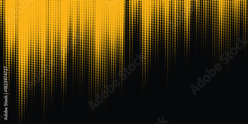 Abstract halftone yellow dots pattern and black gradient grunge texture background. Dotted line comic sport style, illustration