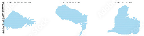 The largest and most significant lakes in North America. Flat vector illustration isolated on white background.