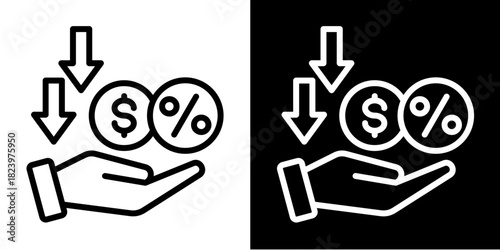 Low-Interest Loan Icon Set White Style Collection
