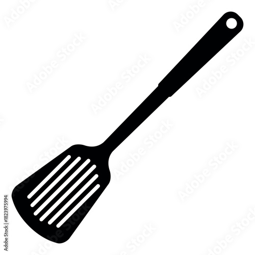 Wire nonstick spatula turner black solid silhouette icon. Flat vector illustration isolated on white background.