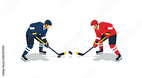 Ice hockey dual players in action for sports design and team promotion