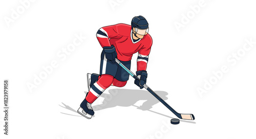 Dynamic ice hockey player in action for sports design and merchandise