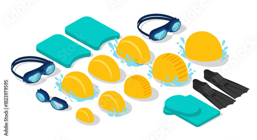 Swimming gear and accessories collection for aquatic sports enthusiasts and training