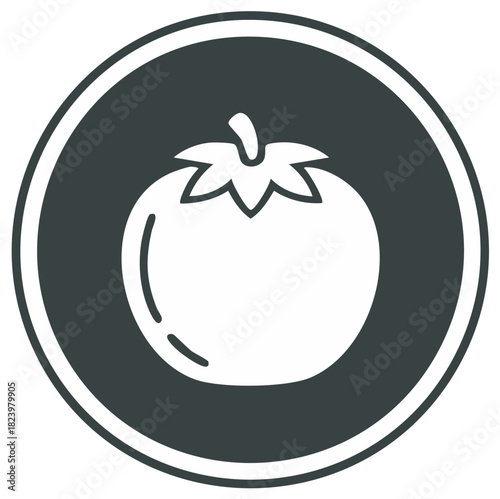 Simple tomato vegetable icon in a circle flat graphic symbol for food and cooking
